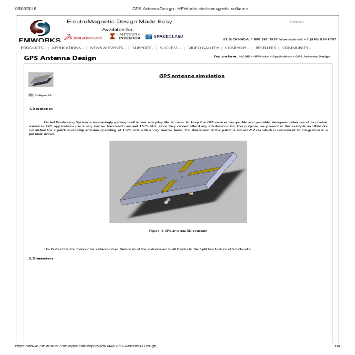 GPS Antenna Design  HFWorks electromagnetic softwa