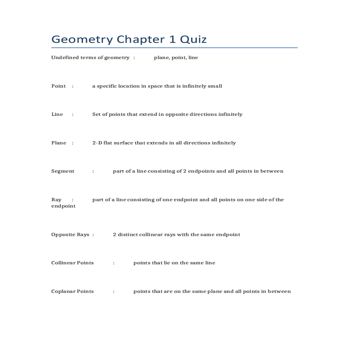 coplanar anglesvertical angles opposite angles
