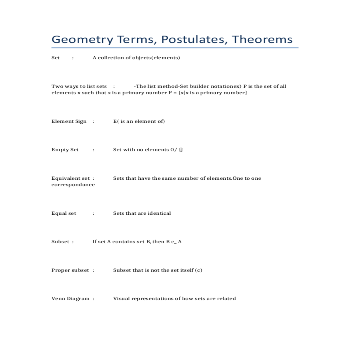 assumed true things you can use prove theorems