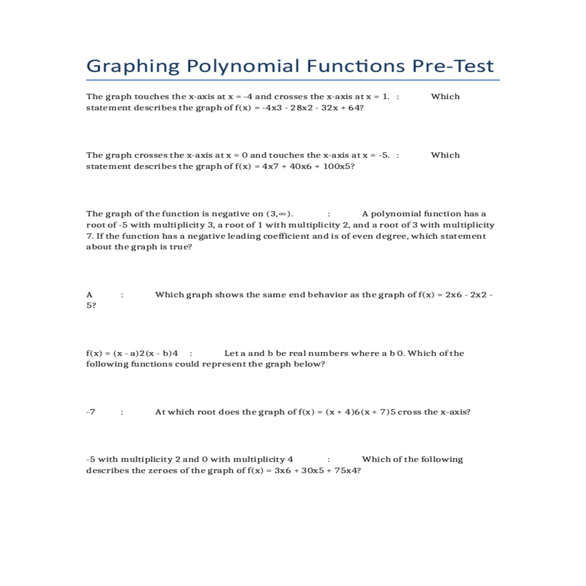 the graph touches the xaxis and crosses the xaxis