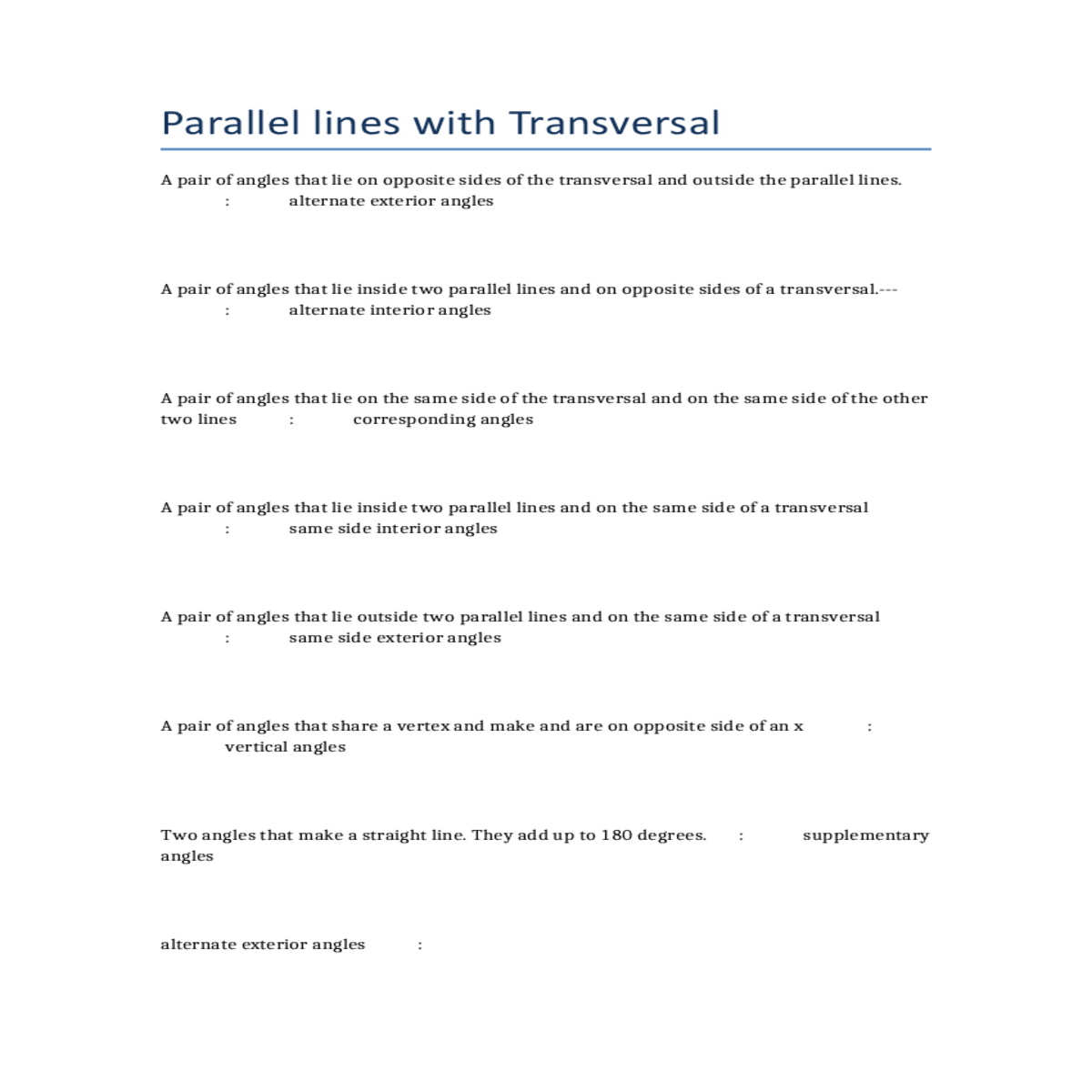 angles are equal alternate exterior anglescongruen