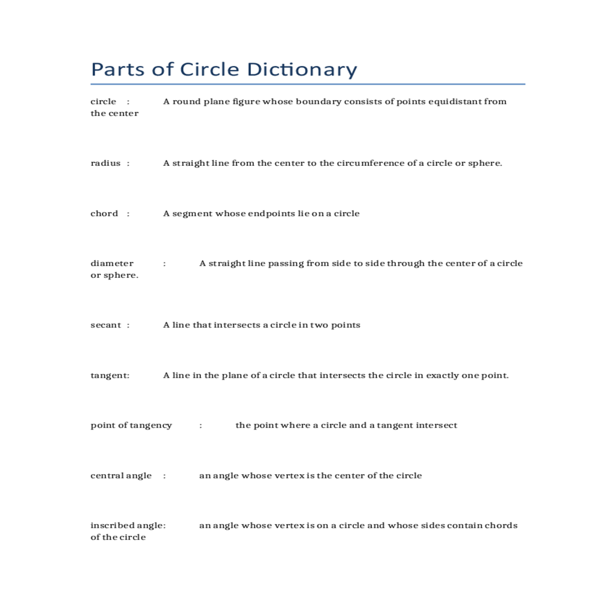 circle round plane figure whose boundary consists 