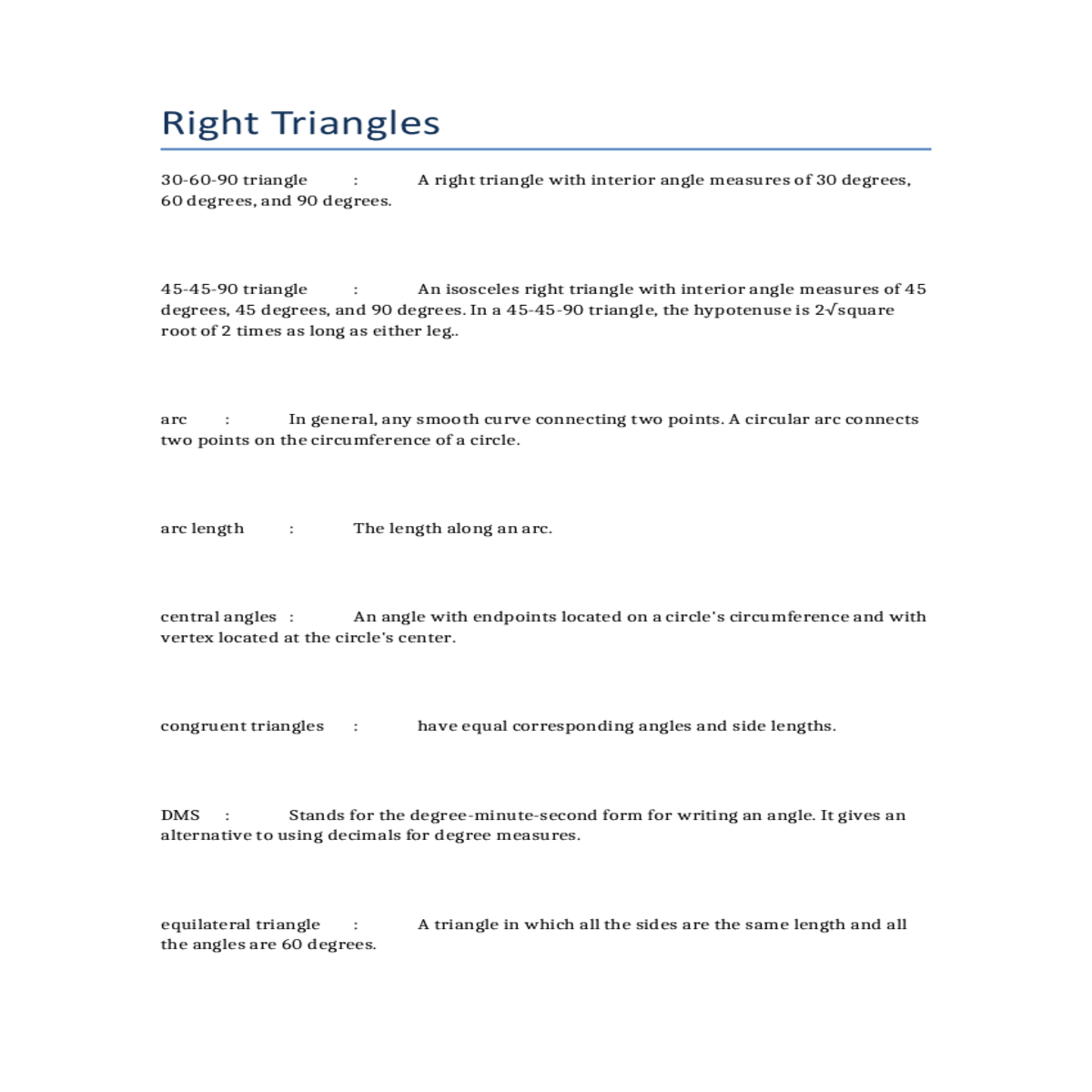and cotangent ratios any ratio the side lengths ri