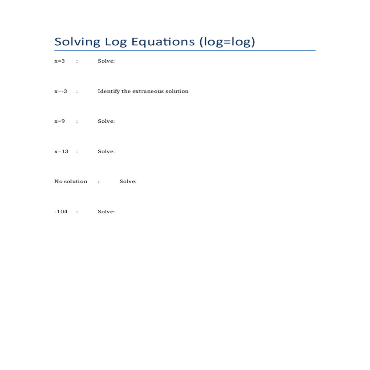 solving log equations loglog