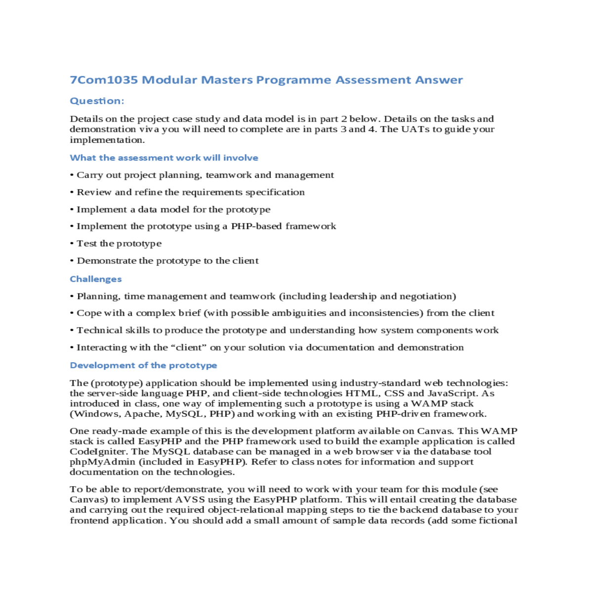 Project Prototype Documentation Example development of the prototype
