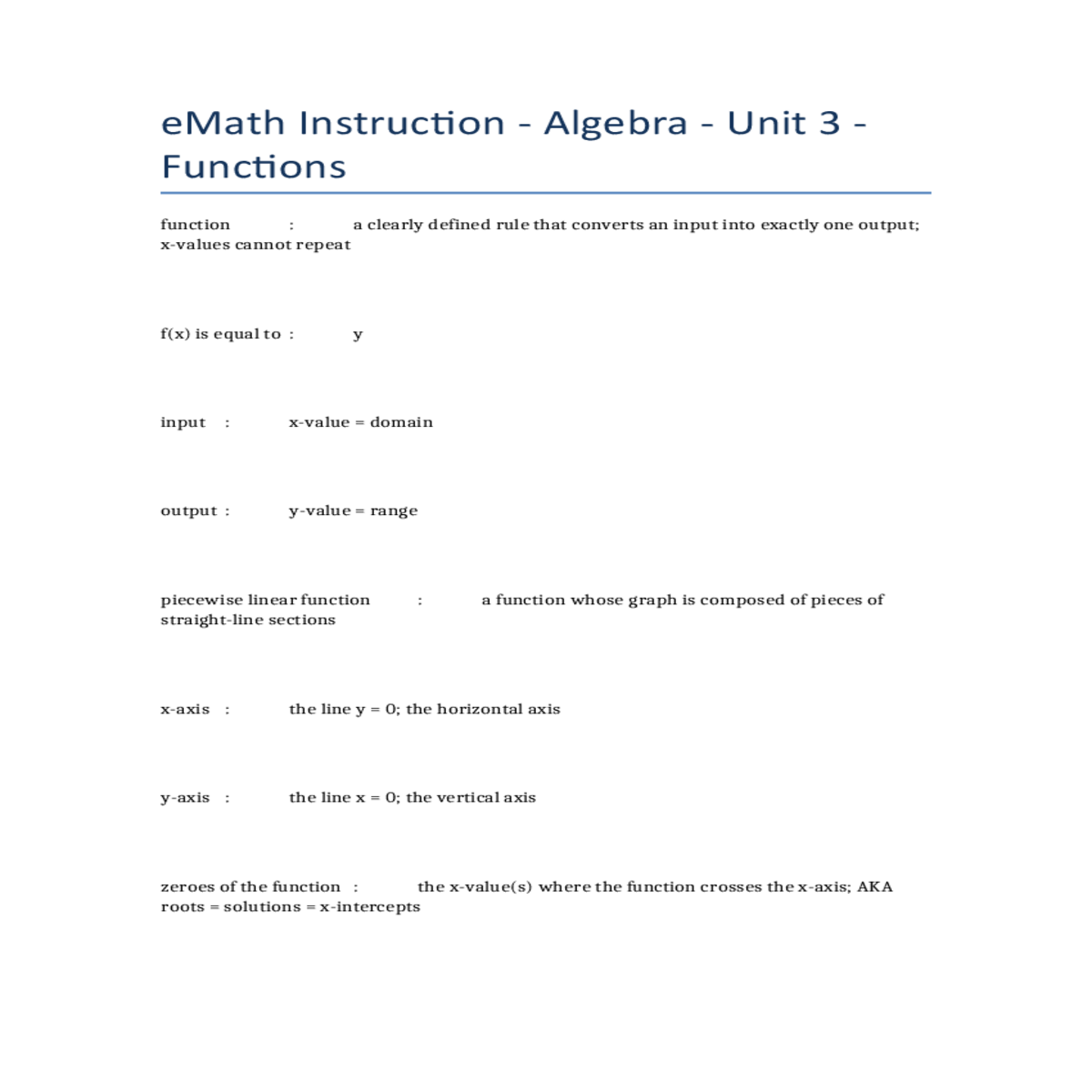 the function goes from left righta function said n