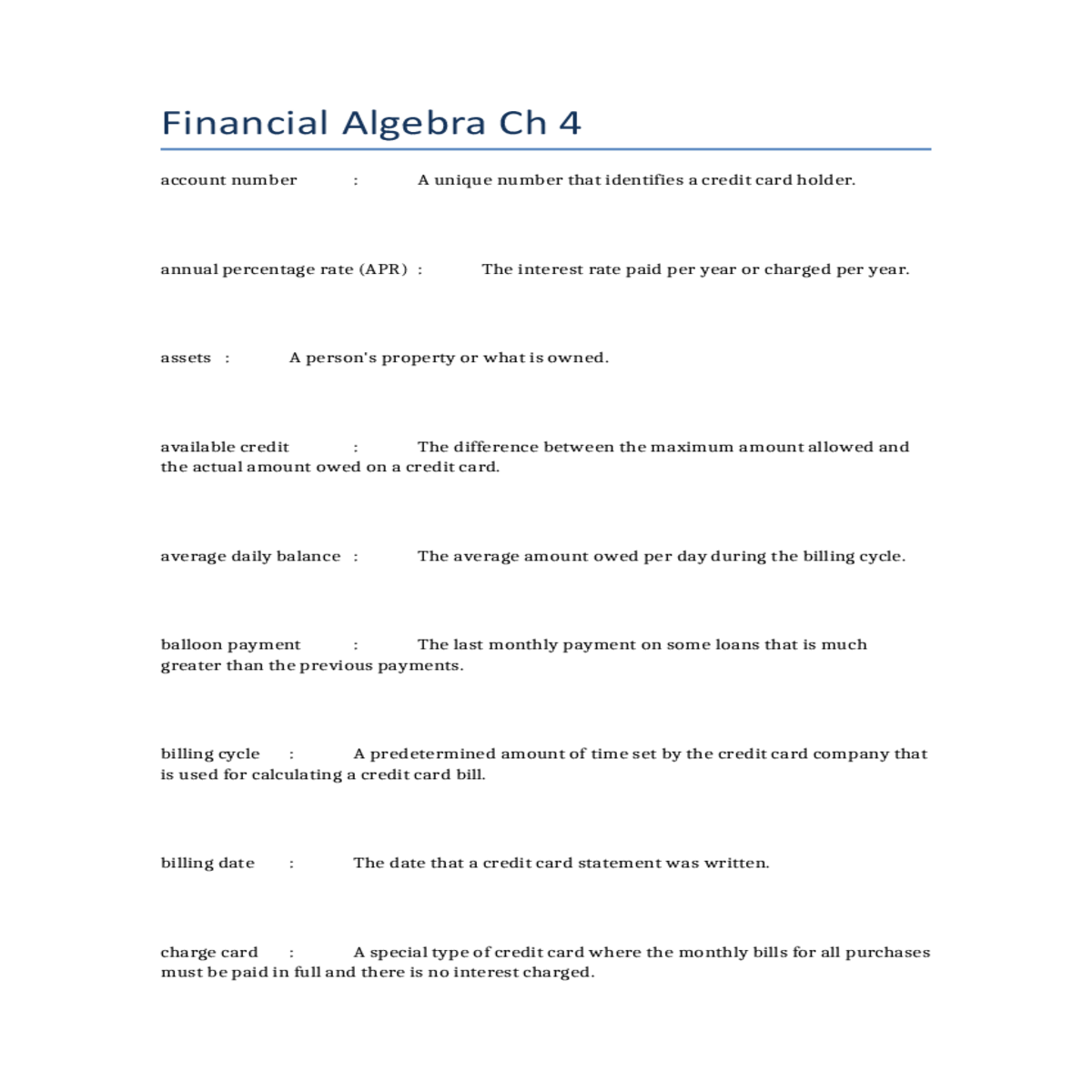 financial algebra ch 4