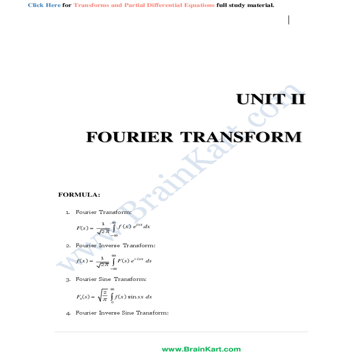 the fourier transform ofsolution the fourier trans