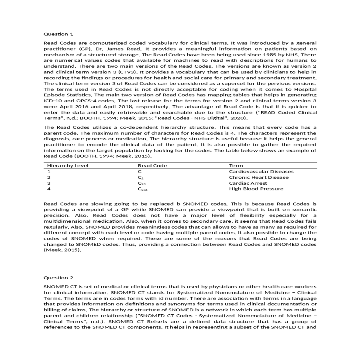 providing connection between read codes and snomed