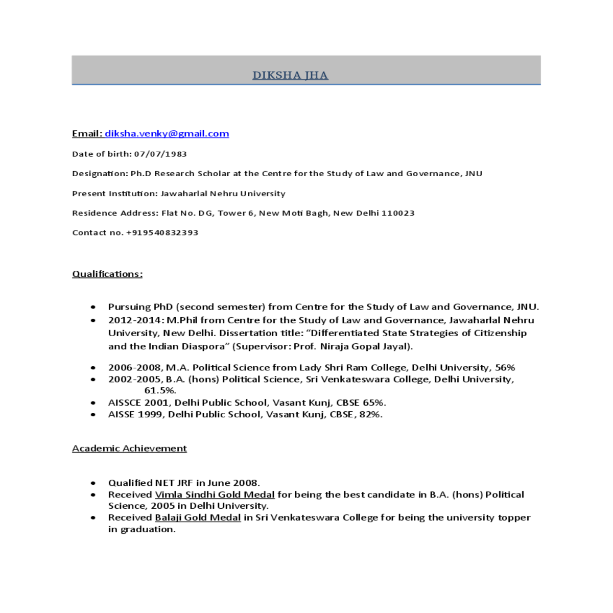 political science from lady shri ram college