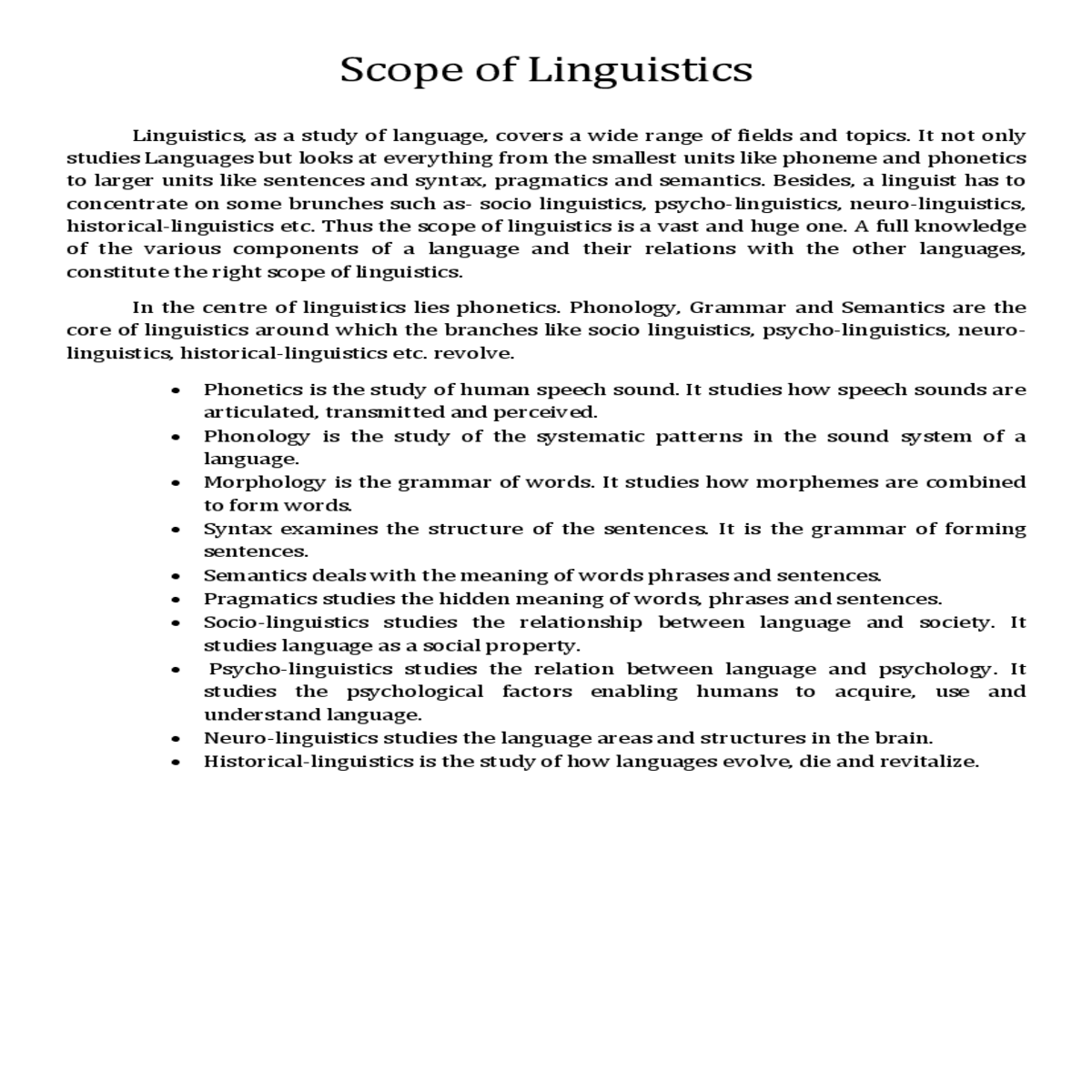thus the scope linguistics vast and huge one