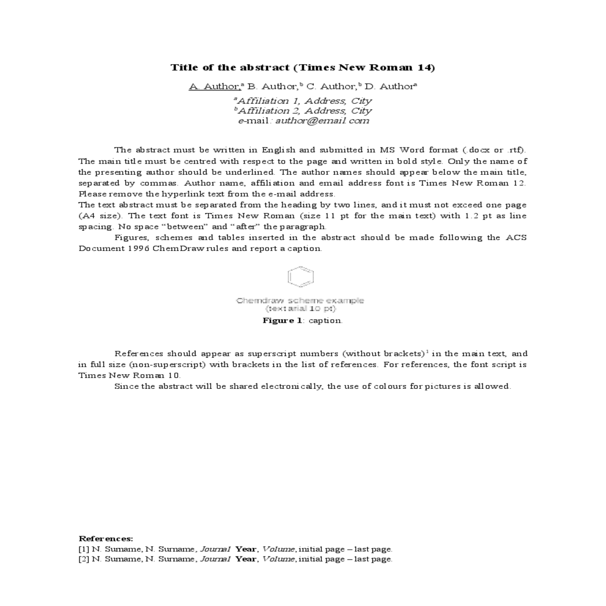 the text font times new roman size for the main te