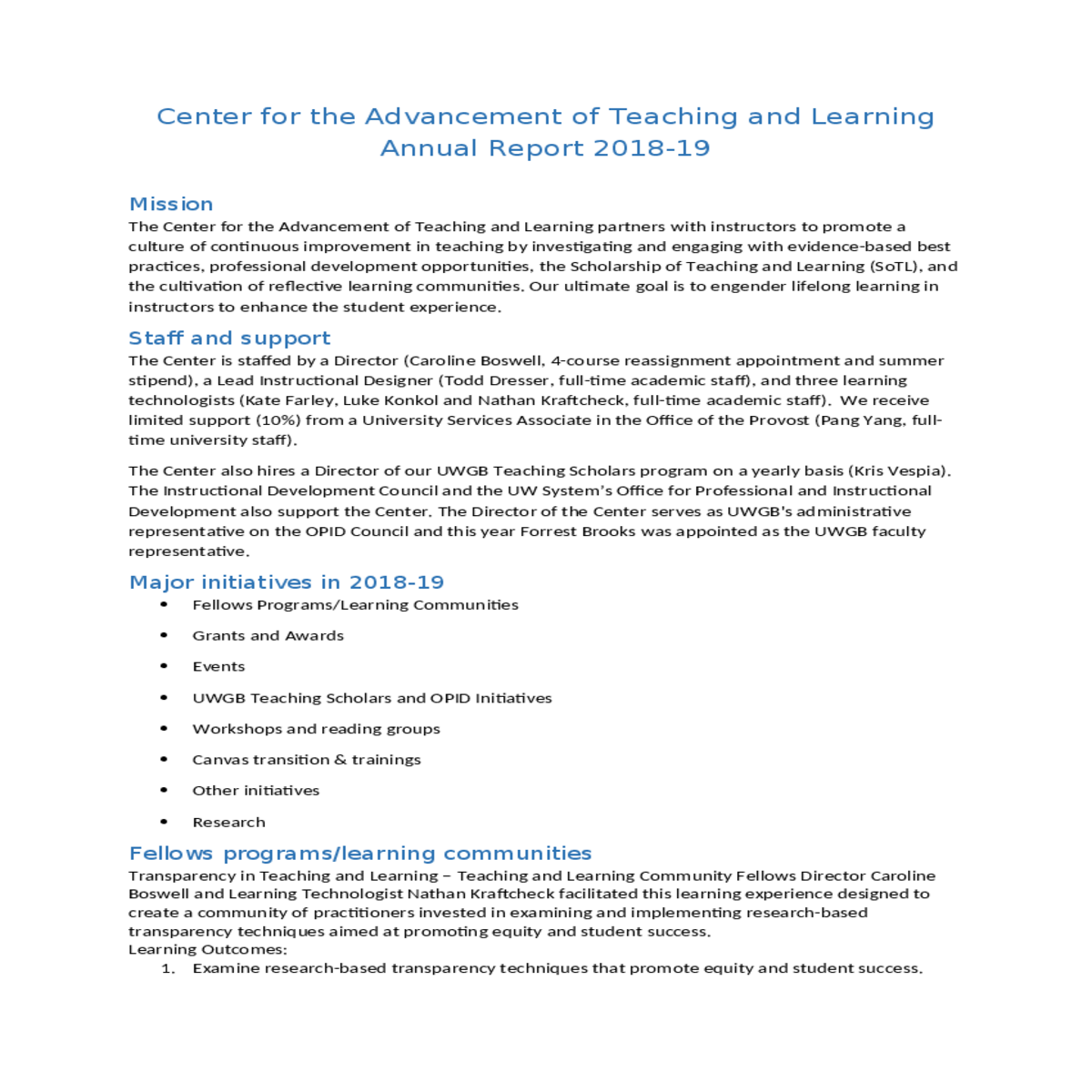 center for the advancement of teaching and learnin