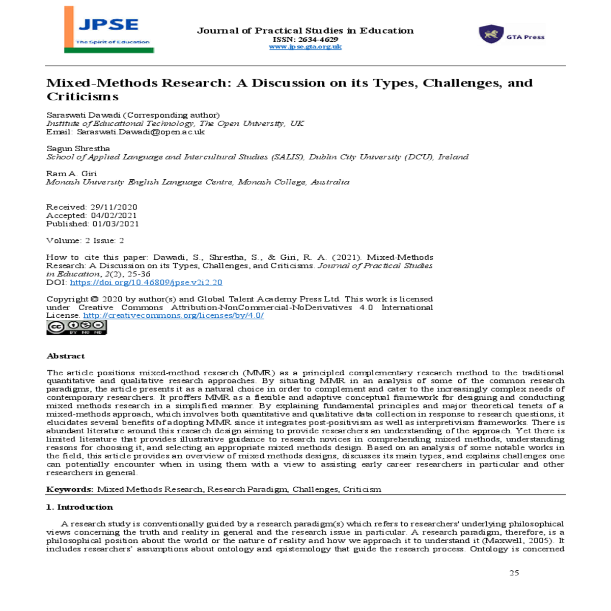 mixed methods research expanding the evidence base