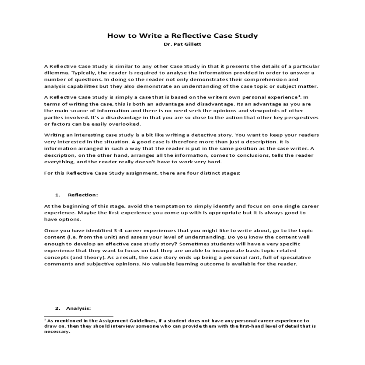 identify and analyse the key case story features