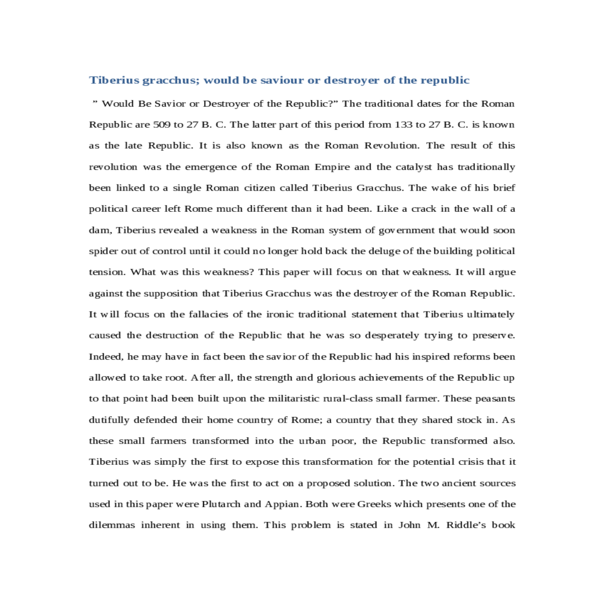 his book tiberius sempronius gracchus tradition an