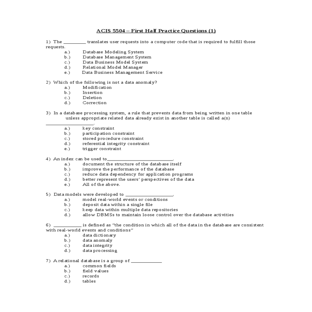 the relational model this database would look like