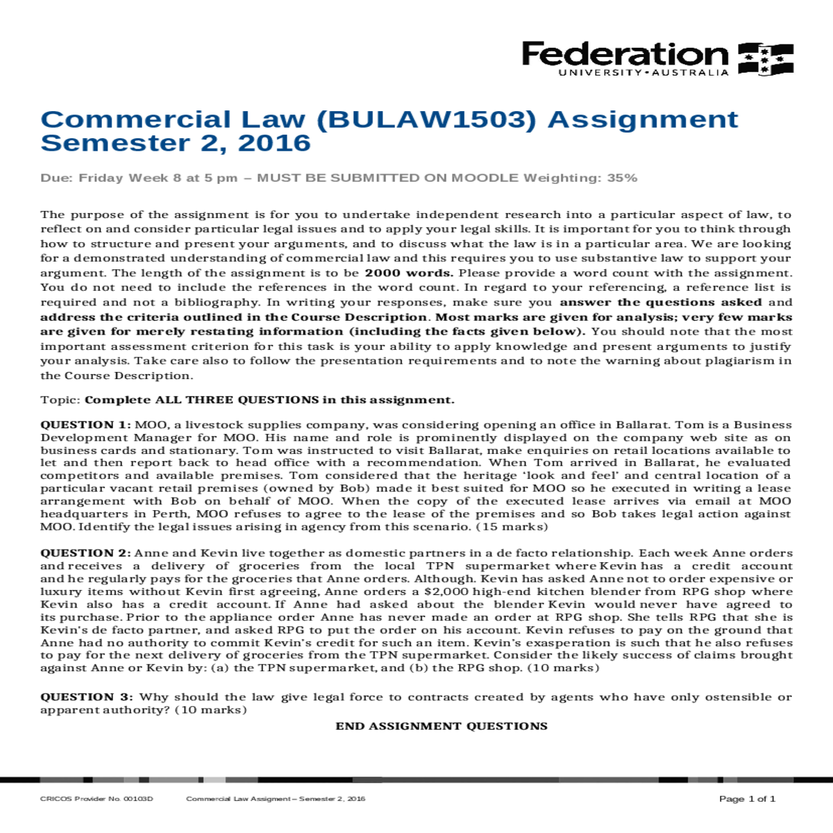 commercial law bulaw assignment semester
