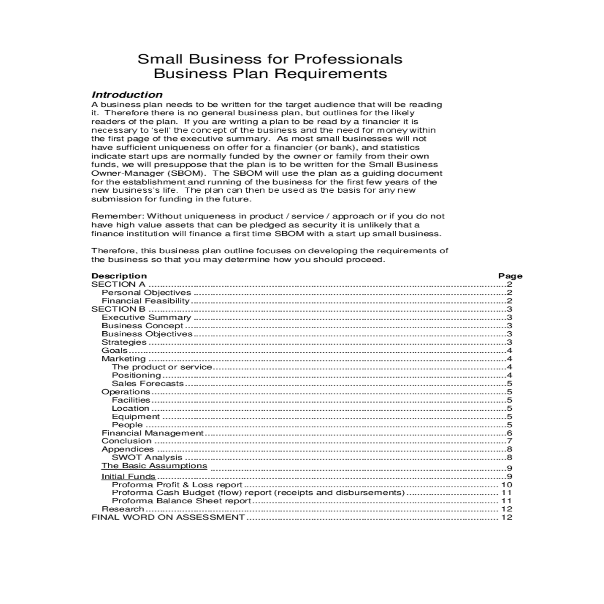 proforma balance sheet report