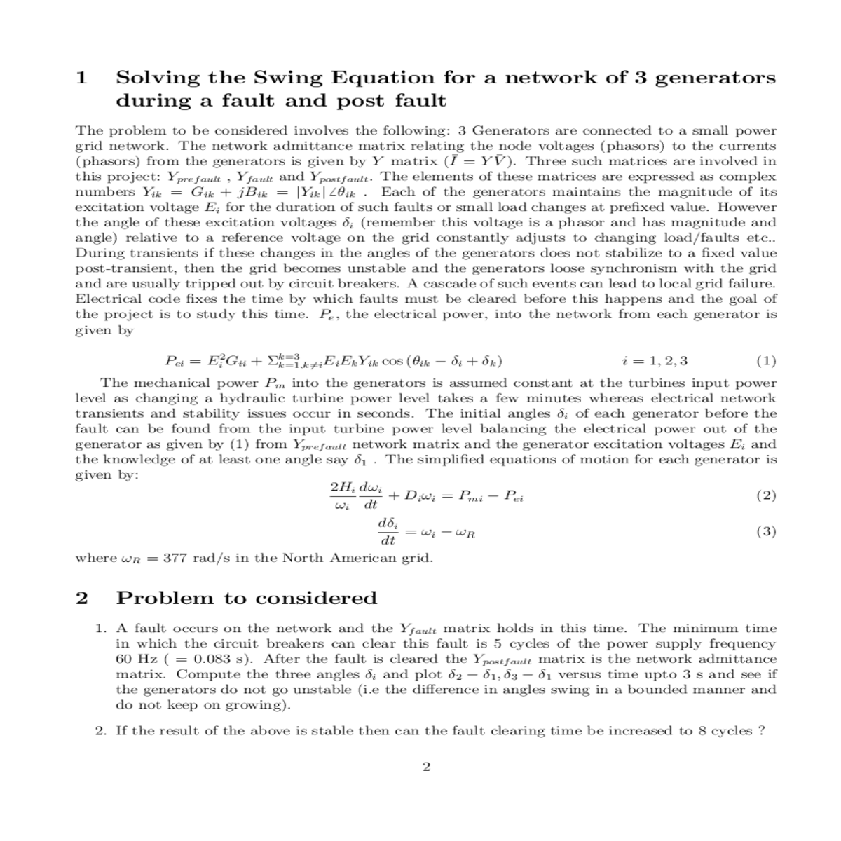 power system control and stability