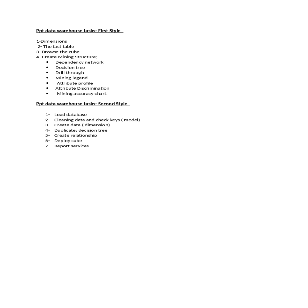ppt data warehouse tasks first style dimensions th