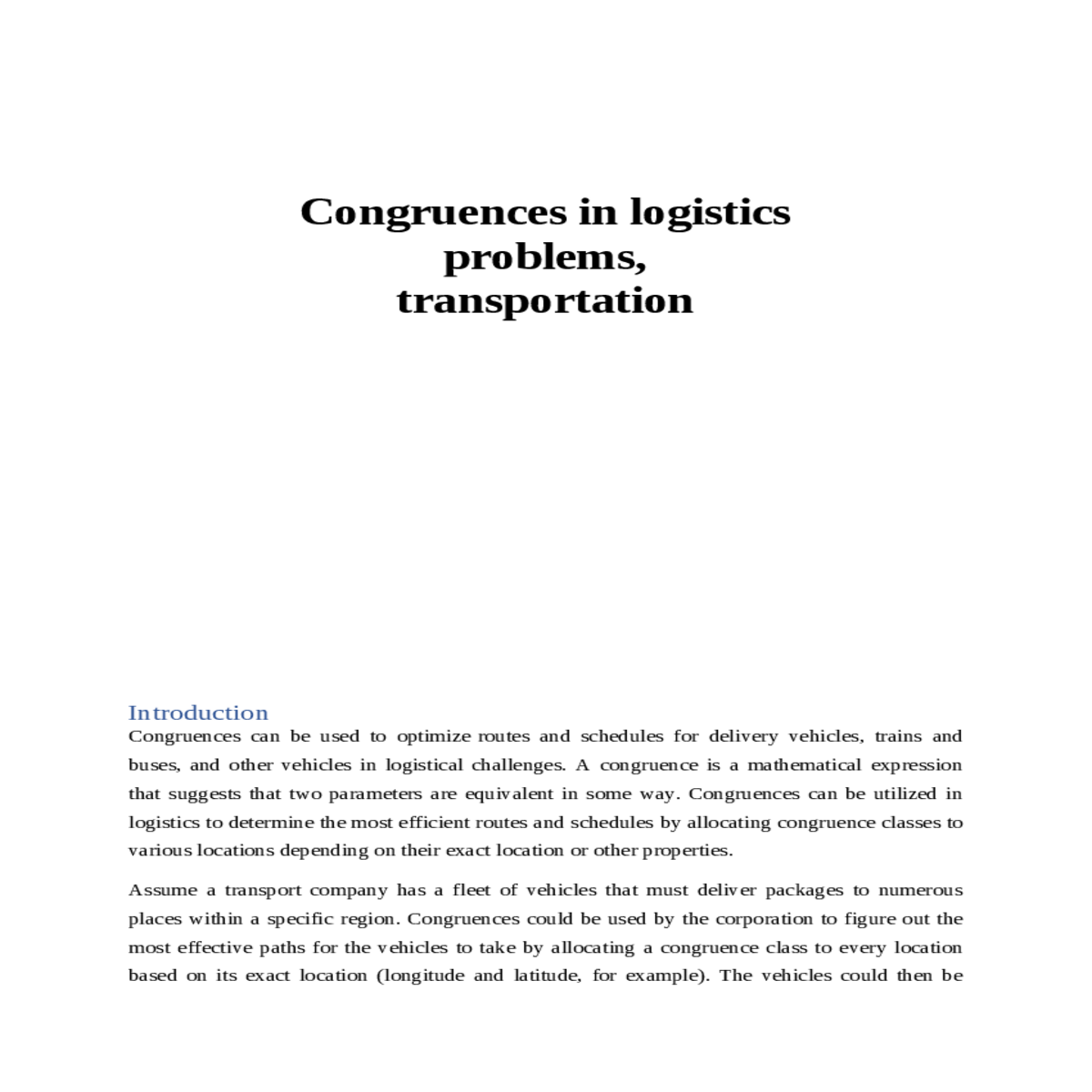 assign congruence classes based the longitude and 