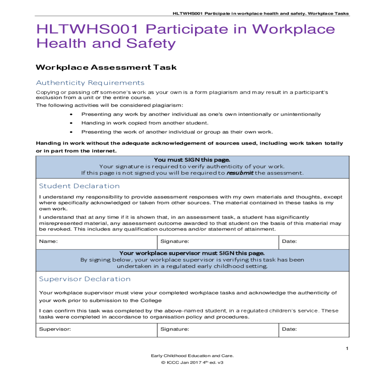 Assignment Hive hives and webs from daily hazard identification checklist