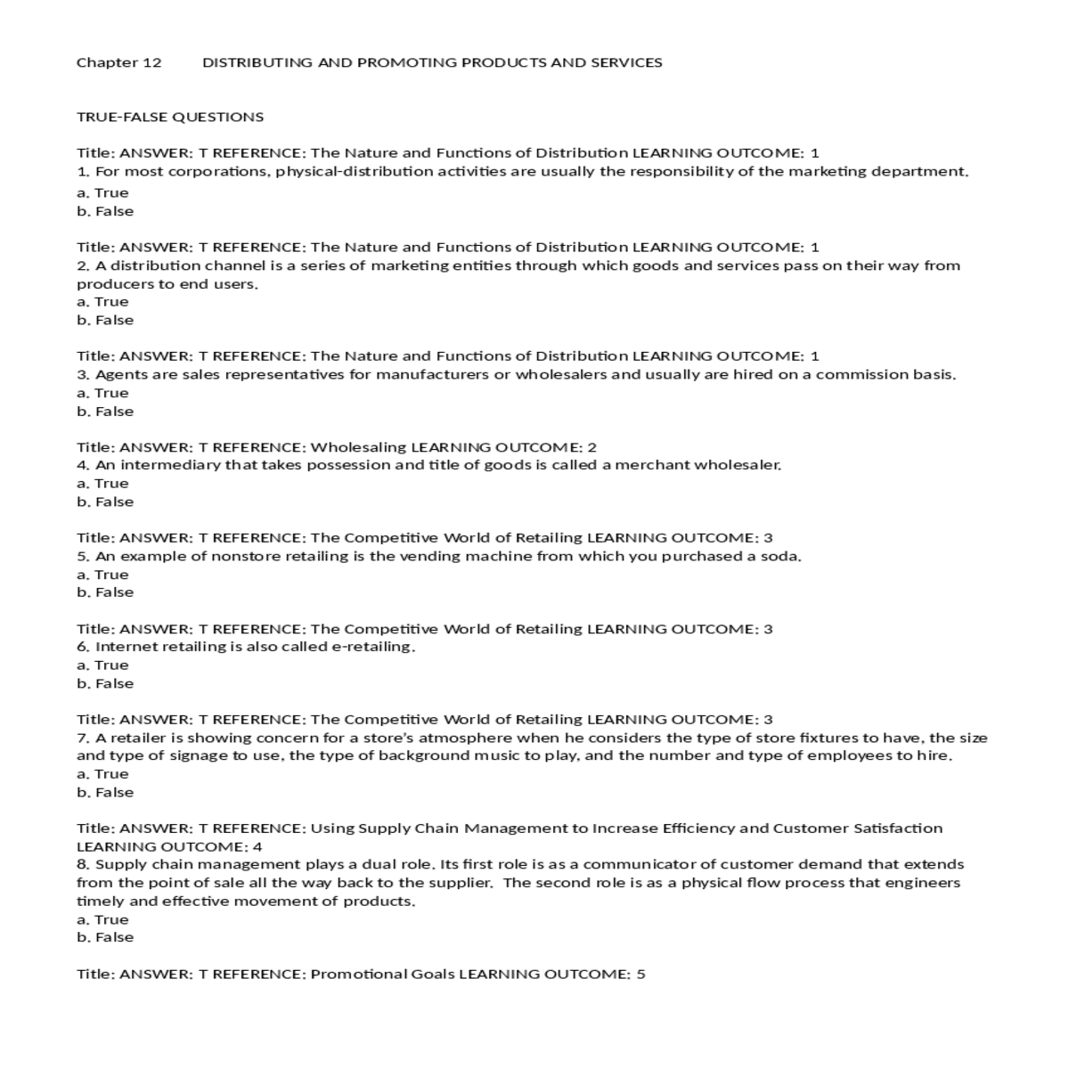 reference promotional goals learning outcome