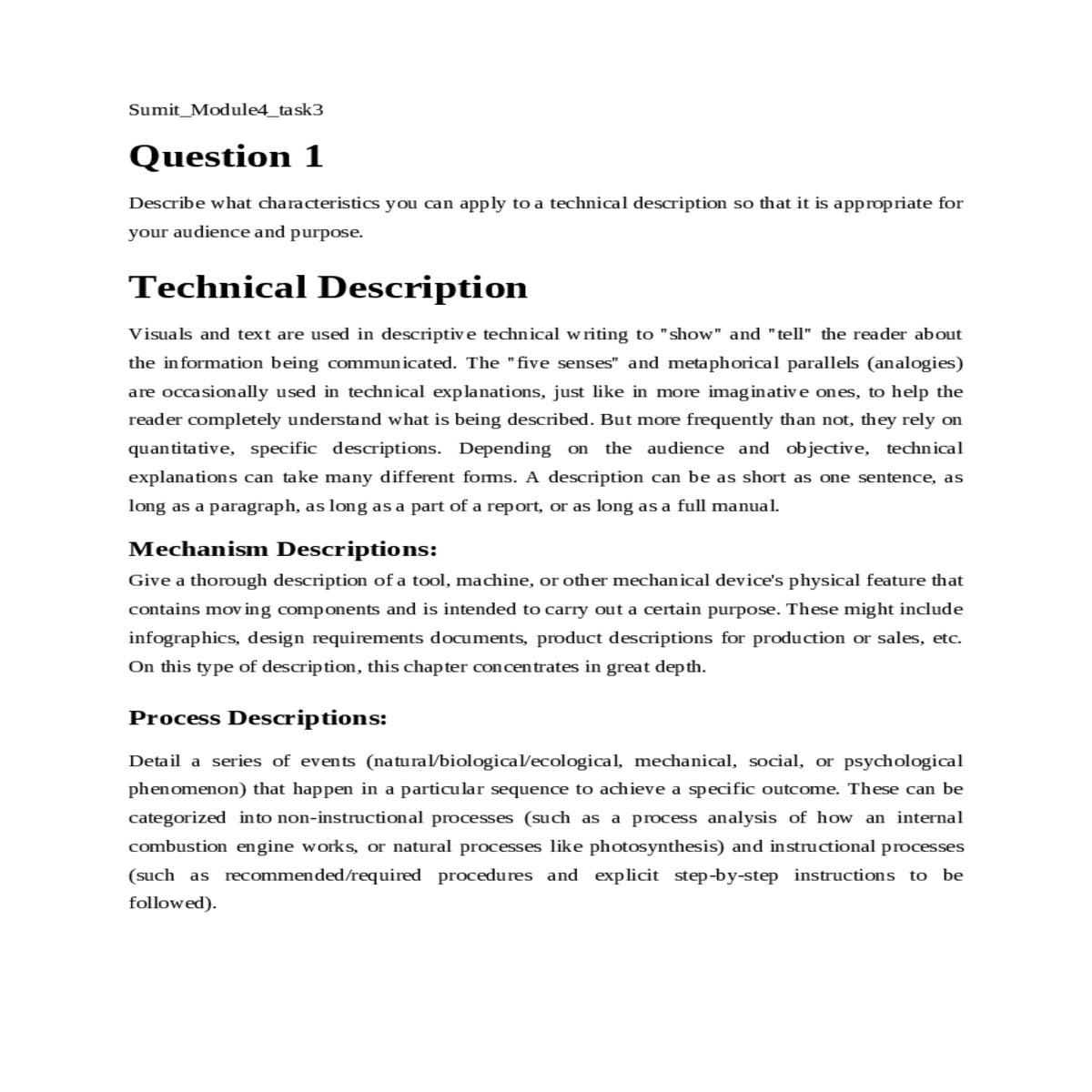 technical description of a mechanism