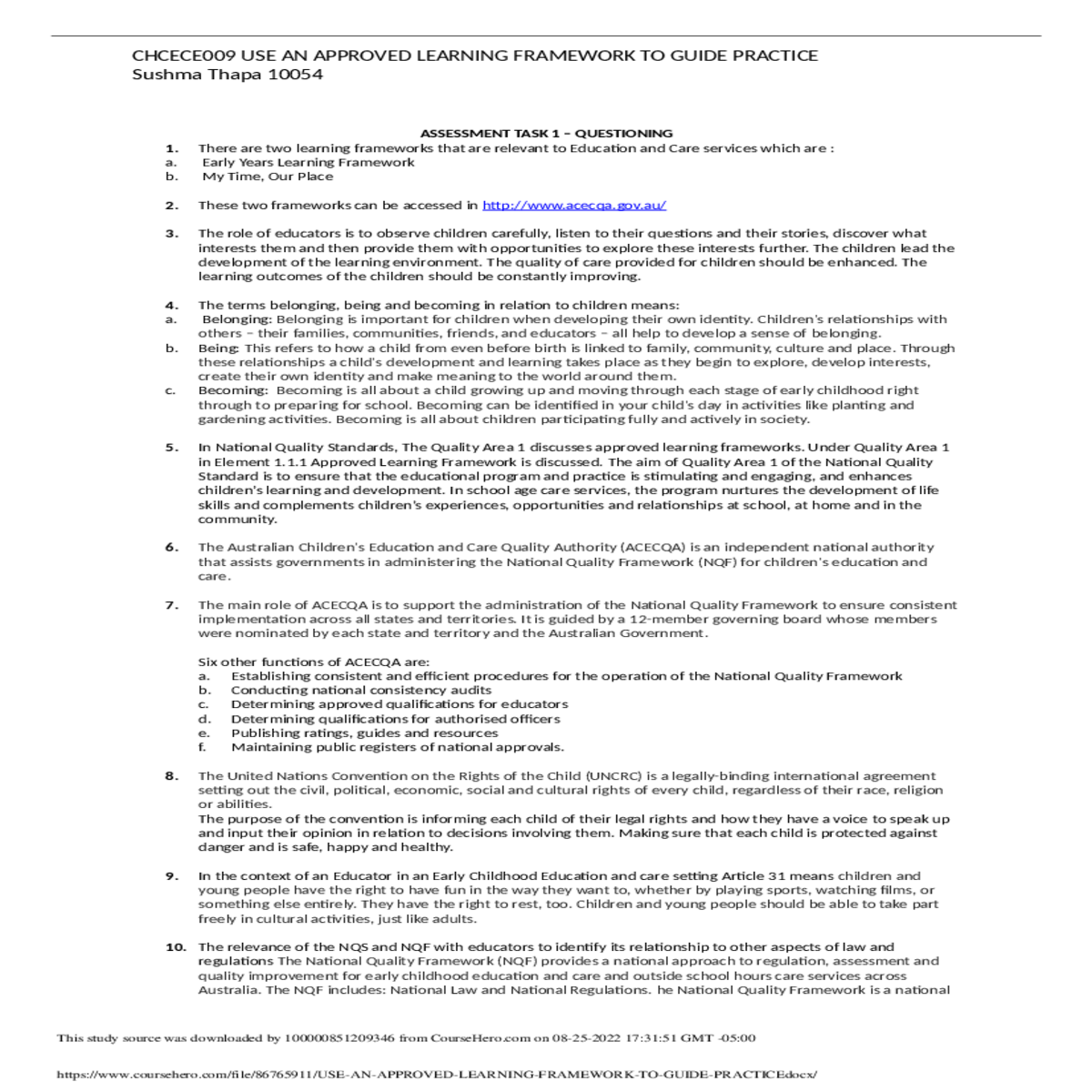 the eylf supports the centers policies and procedu