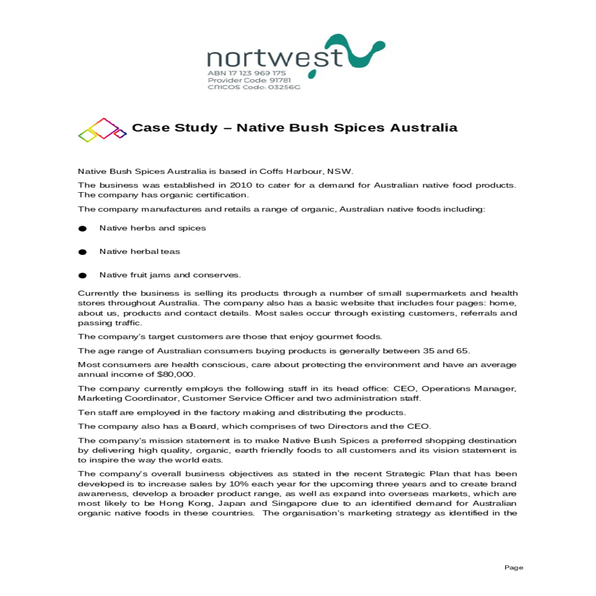 the australian native bush spice project managemen