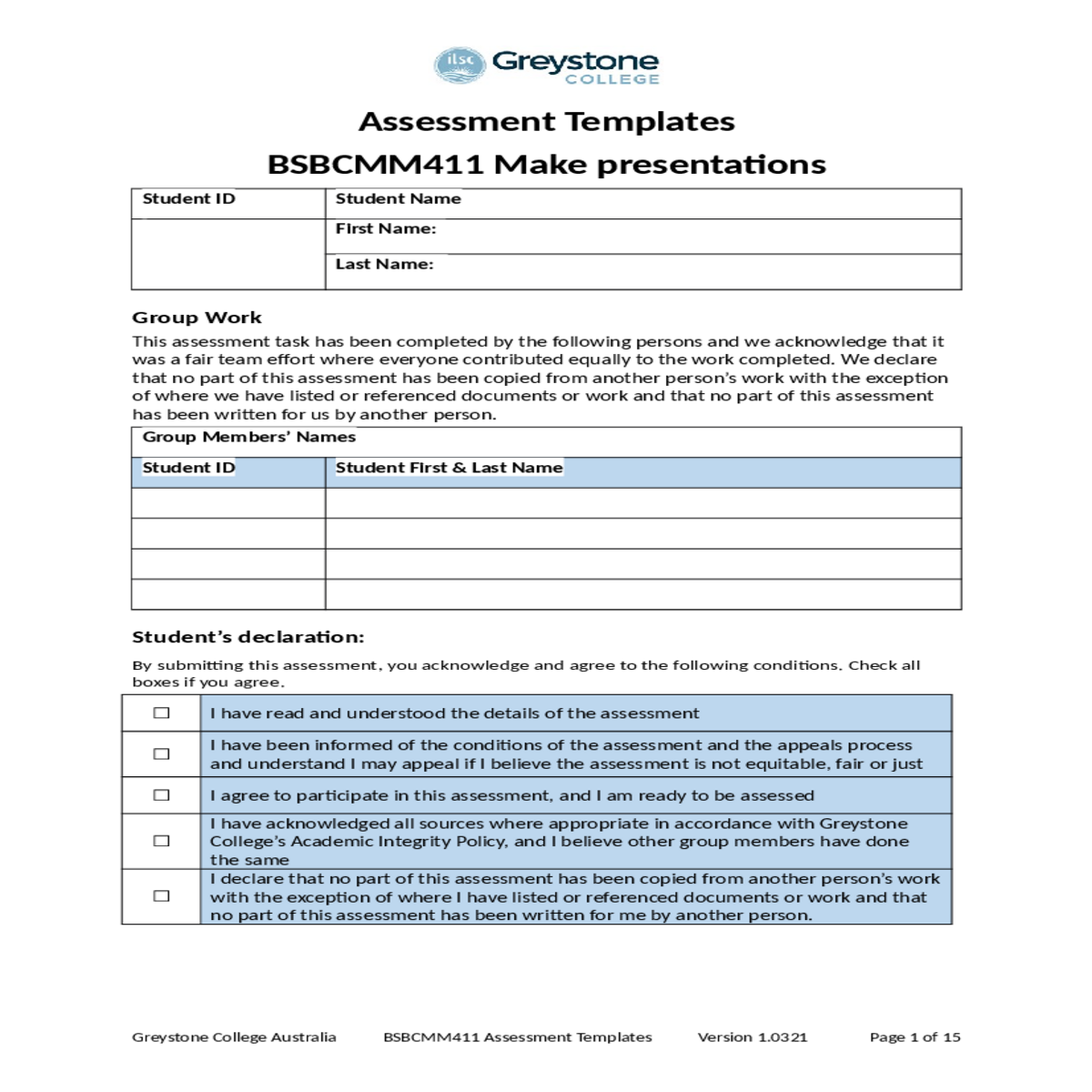 upload the templates document and submit moodle fo