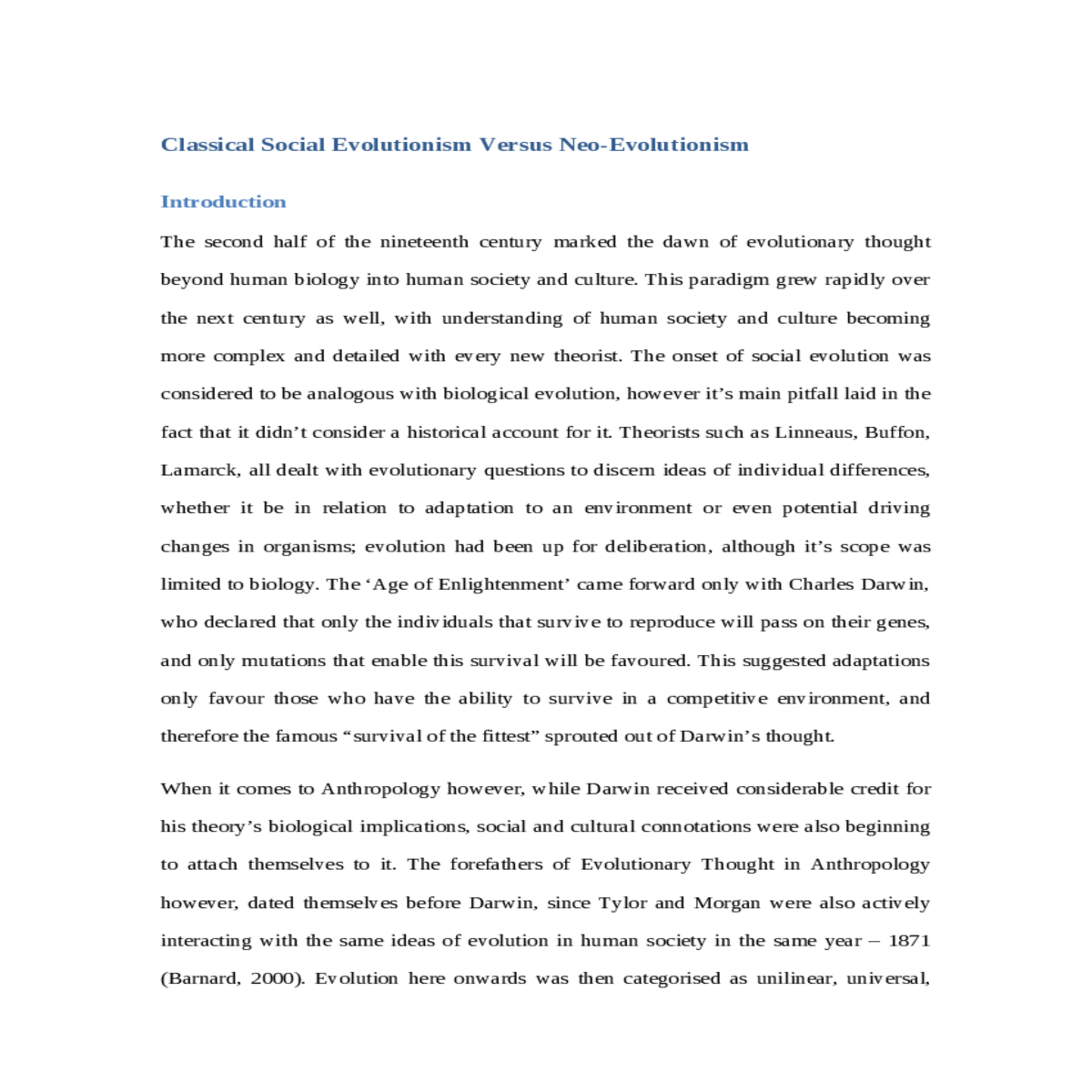 classical social evolutionism versus neoevolutioni