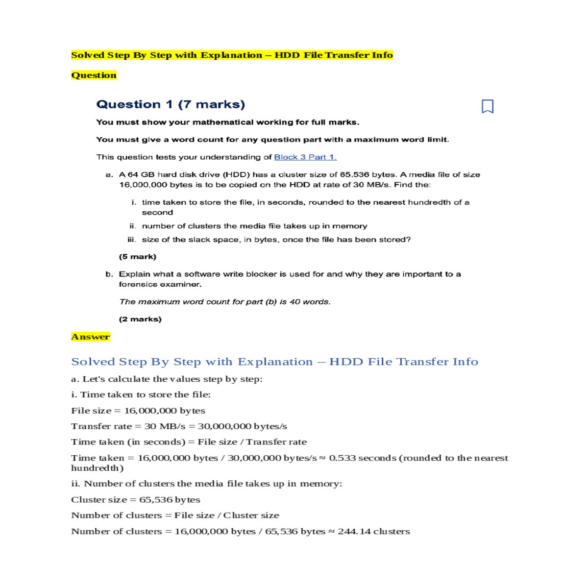 the media file takes clusters memory