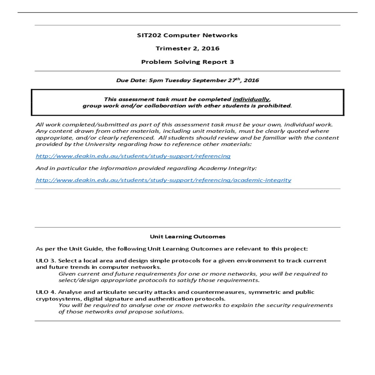 problem solving report due date tuesday september