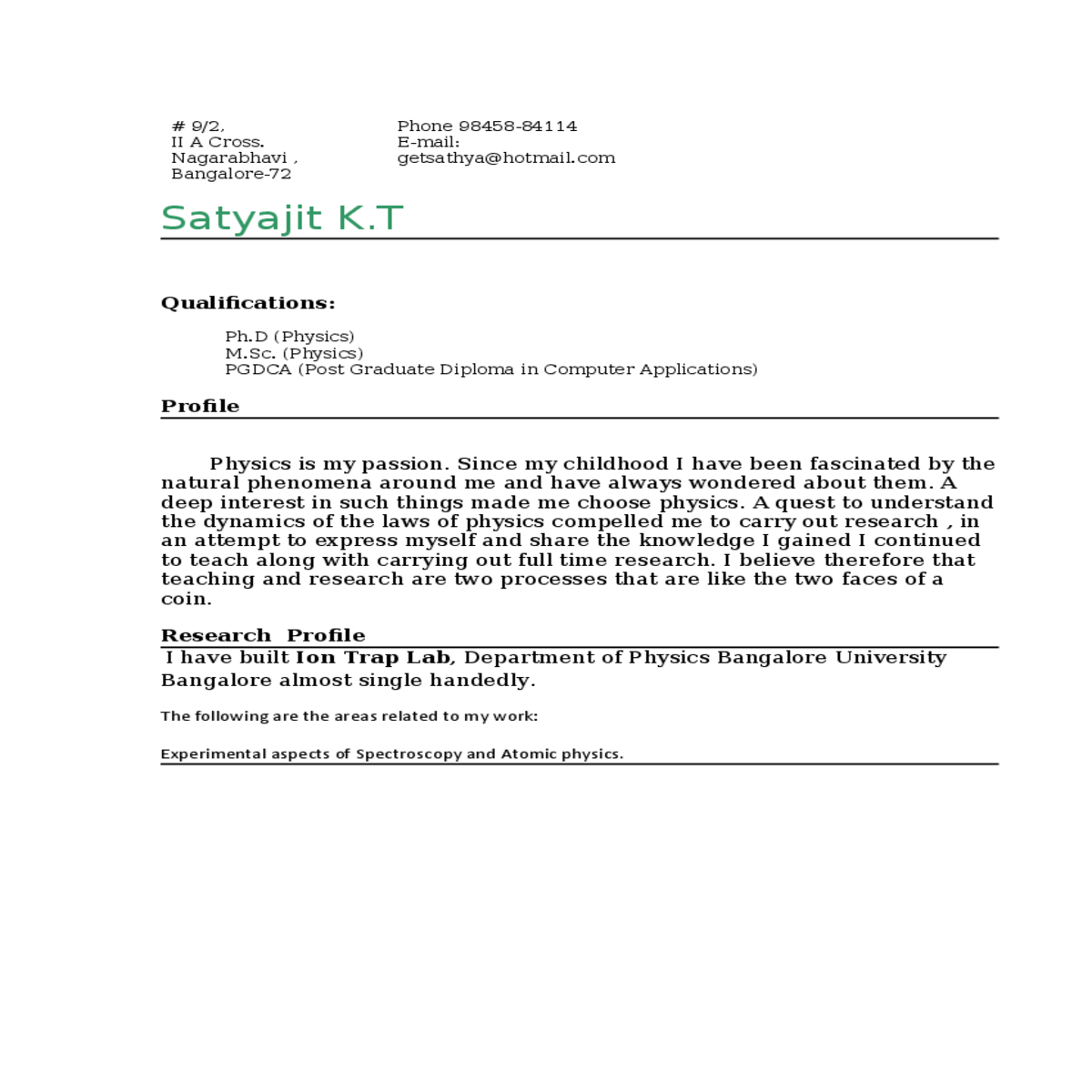 bangalore university set the fabry perot etalon ex