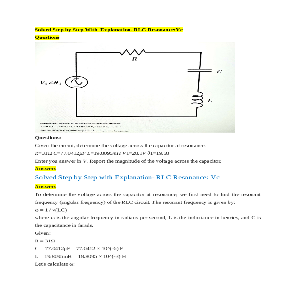the impedance the rlc circuit purely resistive