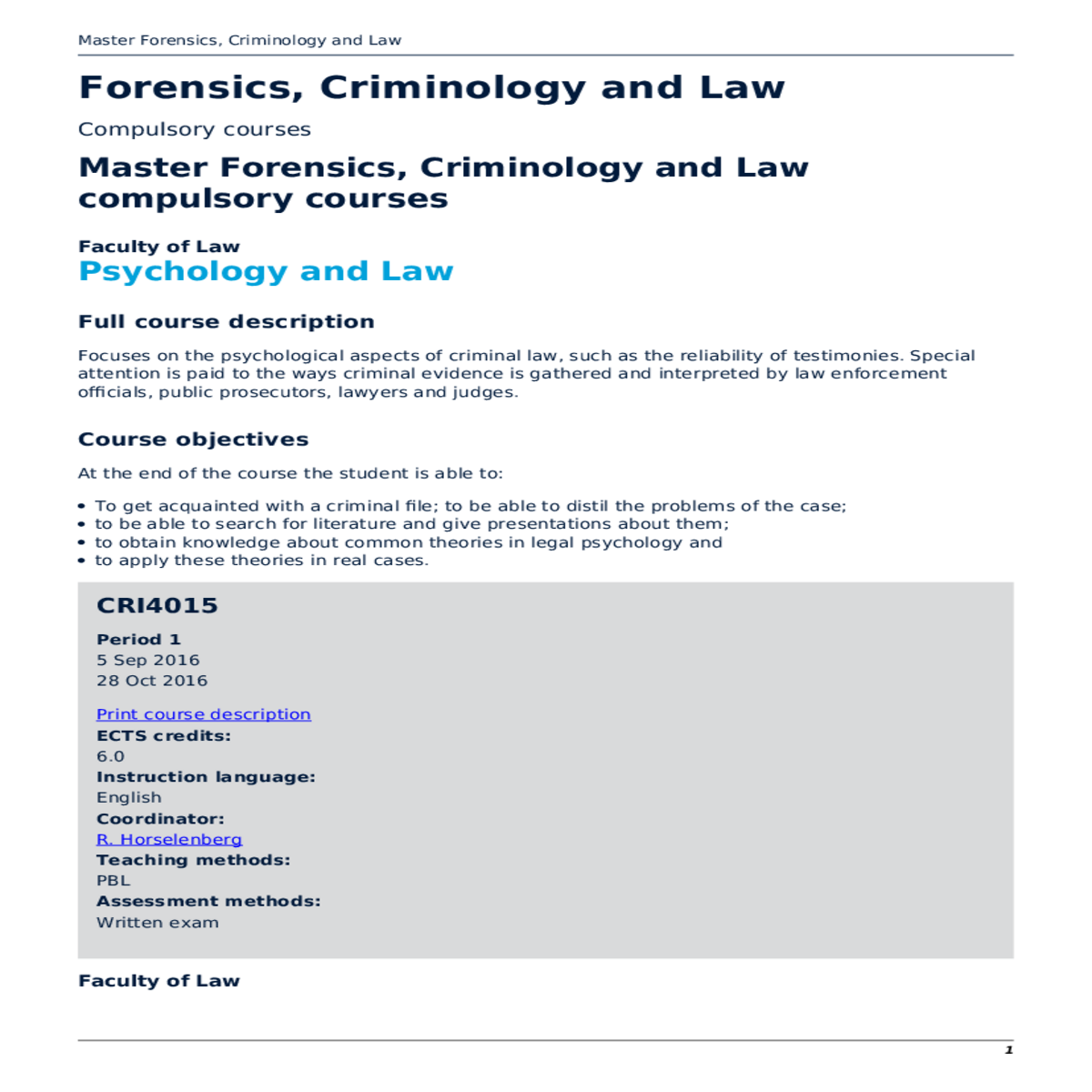 criminology and lawcri period feb apr ects credits