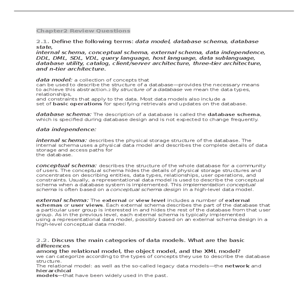 the description schema separated from the data