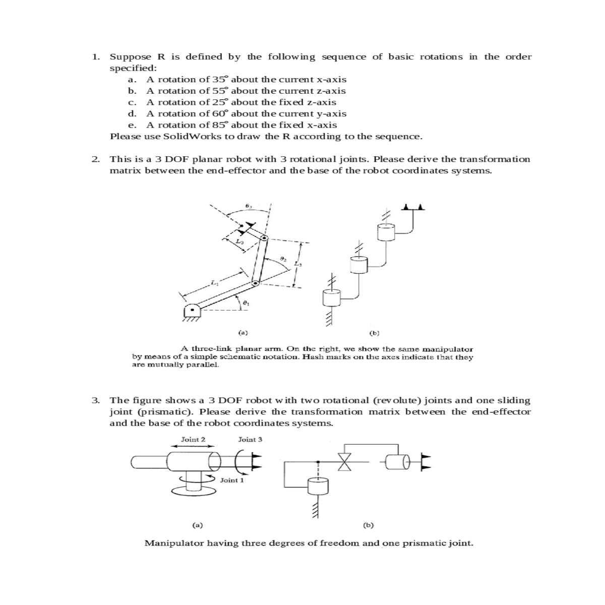 please derive the transformation matrix between th