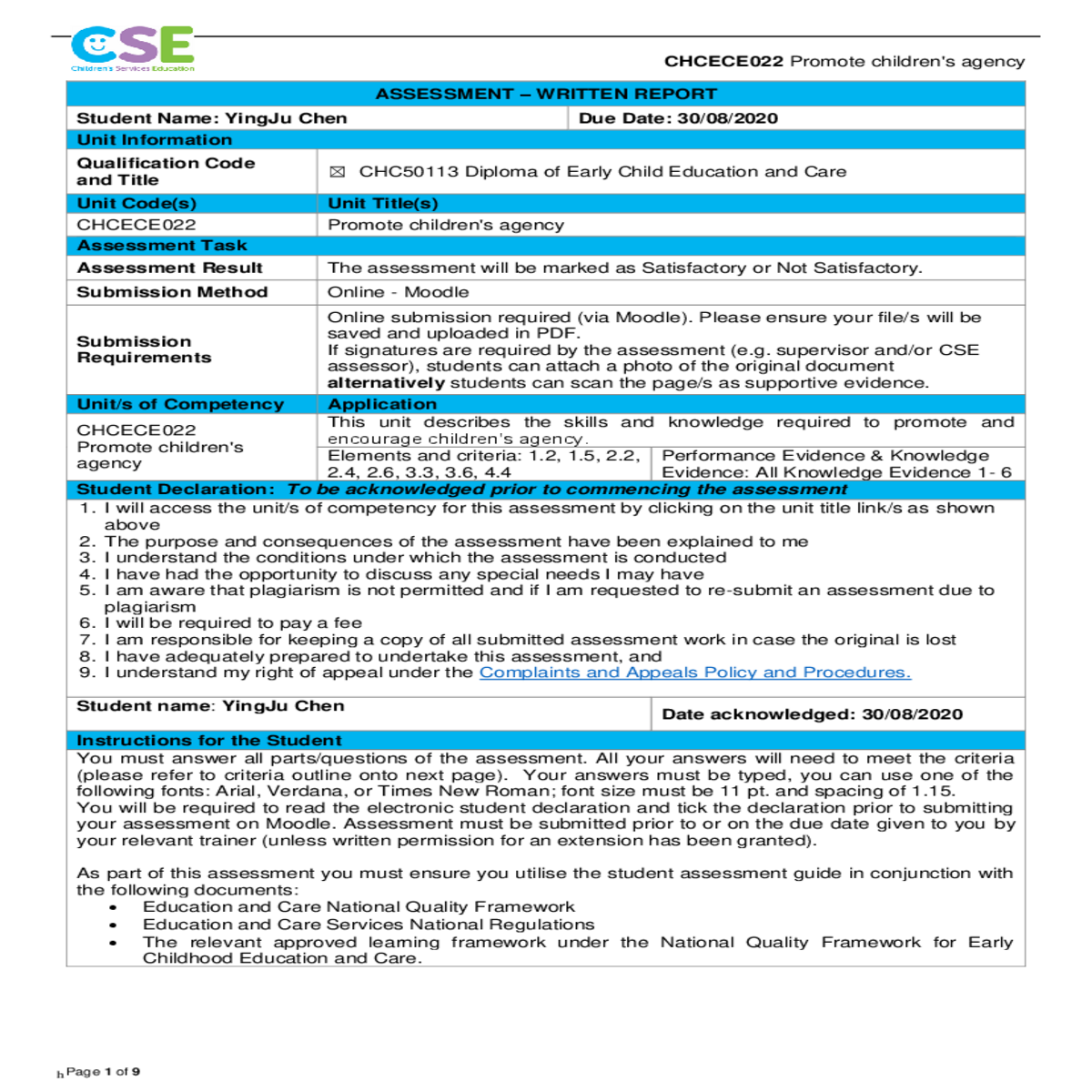 chcece promote children agencyacecqa feb national 