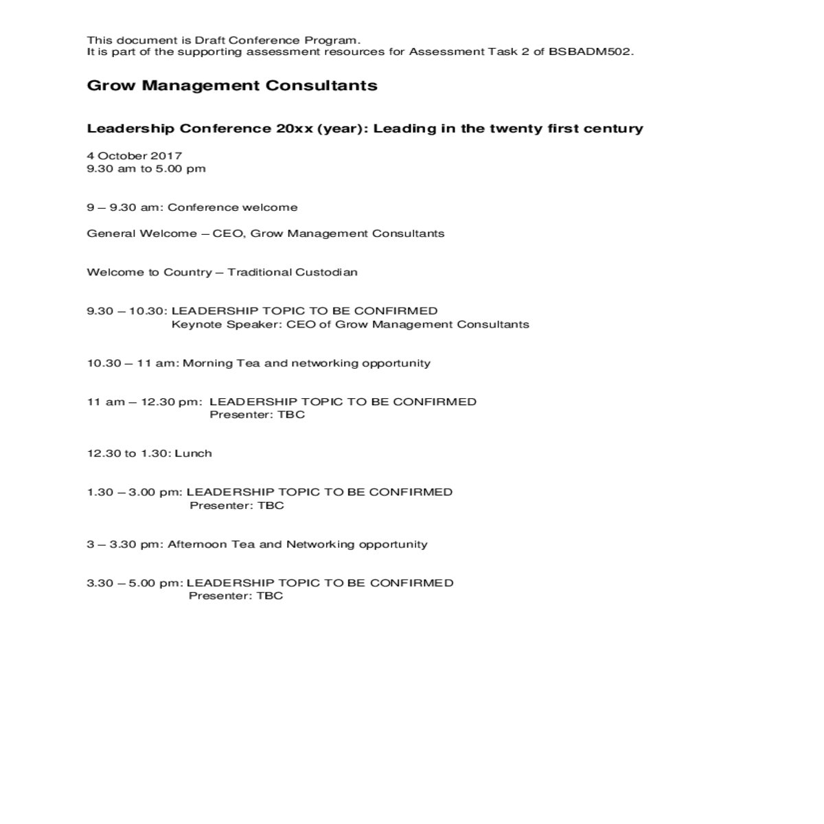 grow management consultants BSBADM502