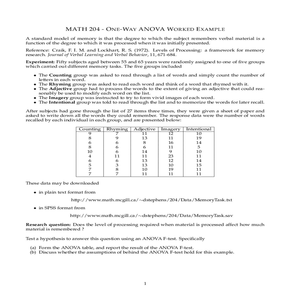specifically form the anova table