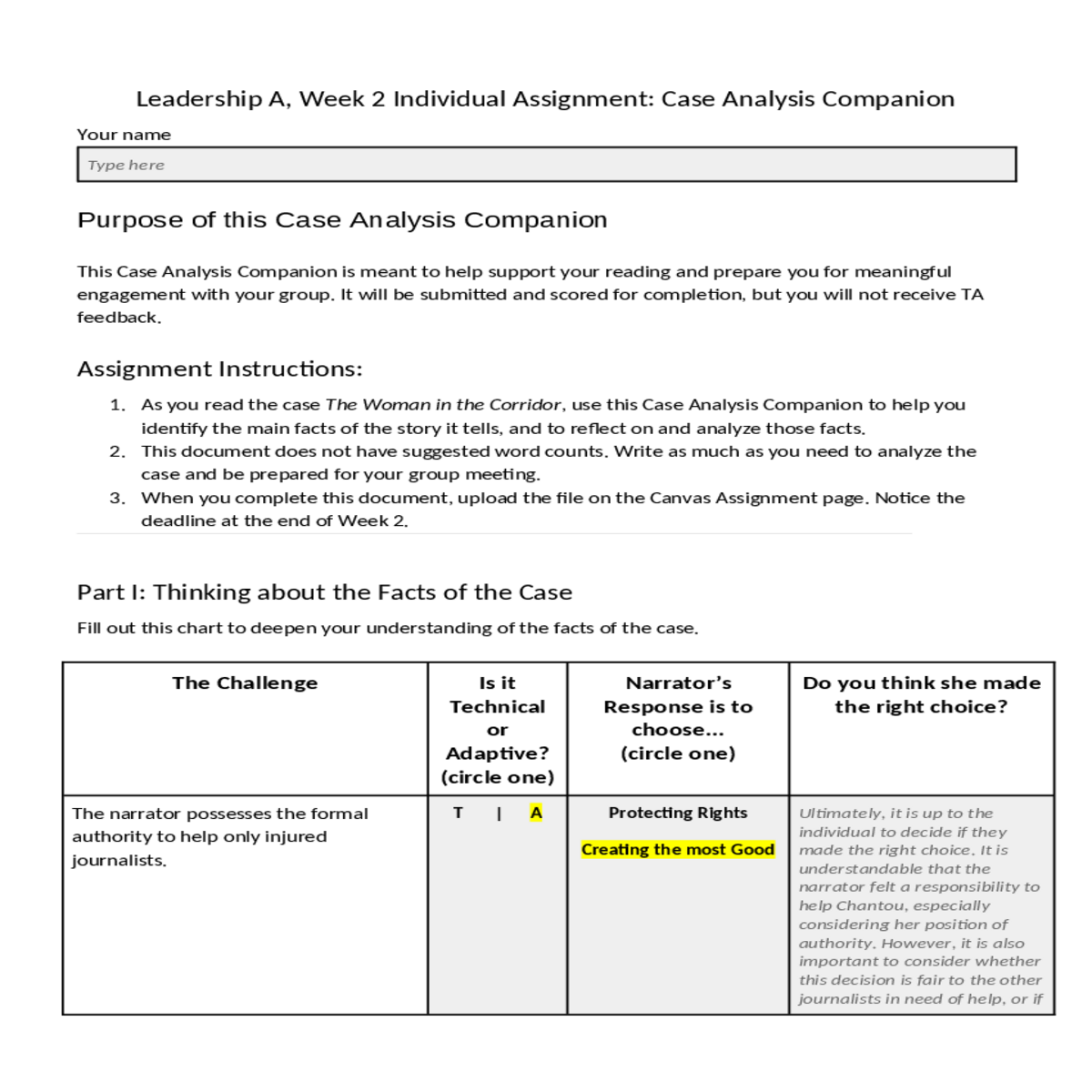 leadership a week 2 individual assignment case ana