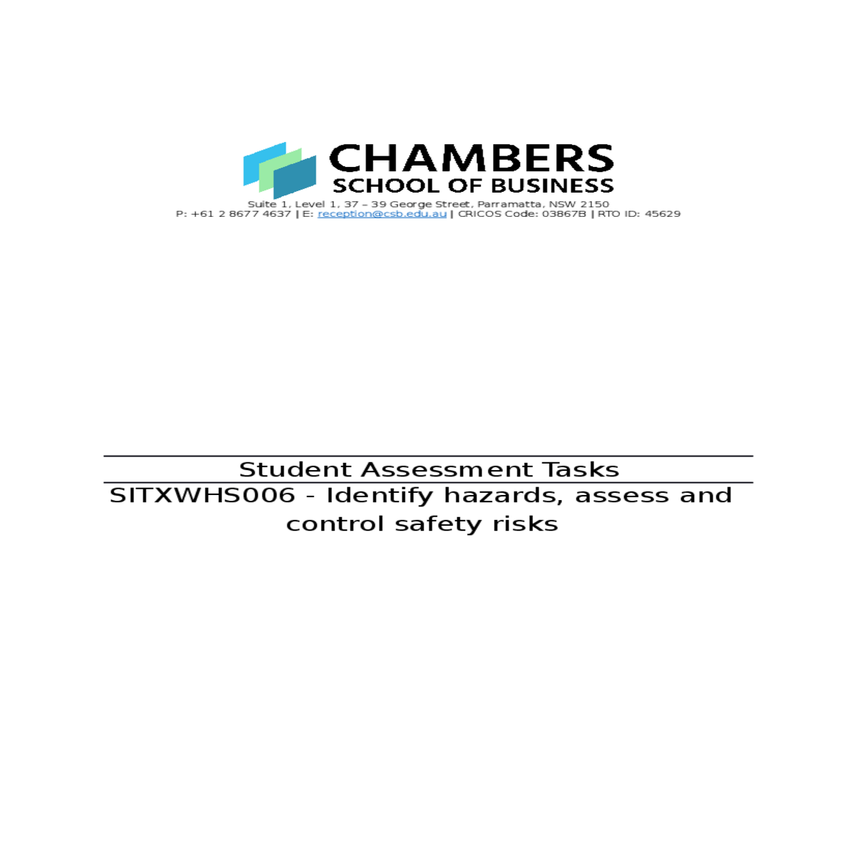 rto student assessment taskssitxwhs identify hazar