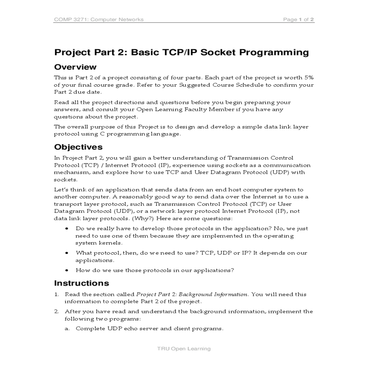 read the section called project part background in