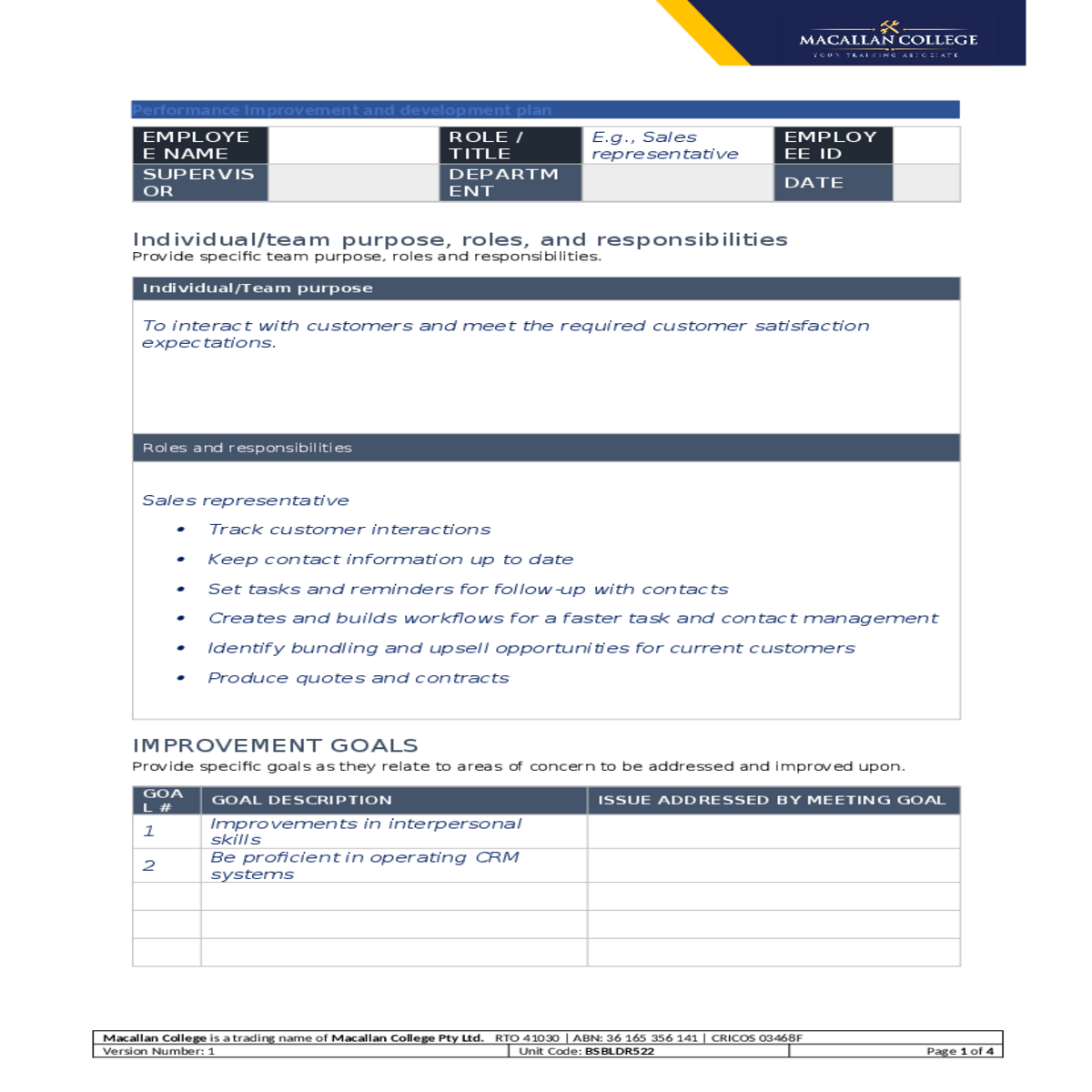timeline for improvement consequences and expectat