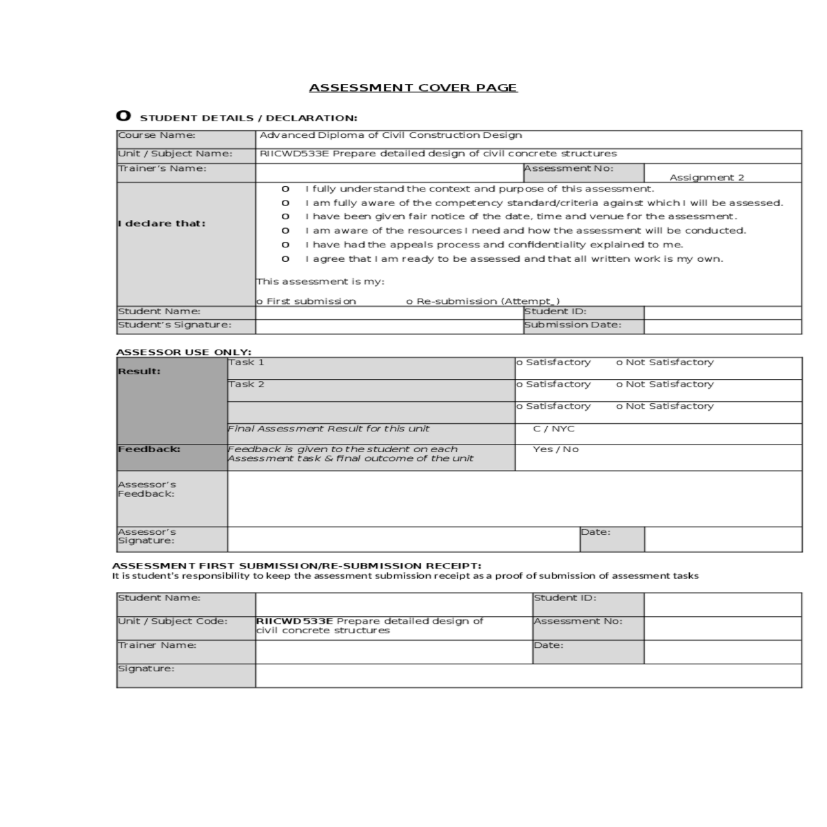 riicwd533e prepare detailed design of civil concre