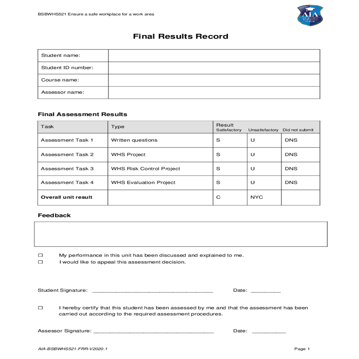 update the whs policy and procedures