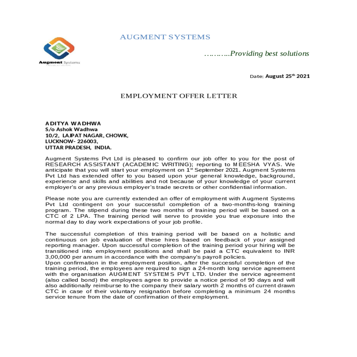 probationary period and confirmation as a permanen